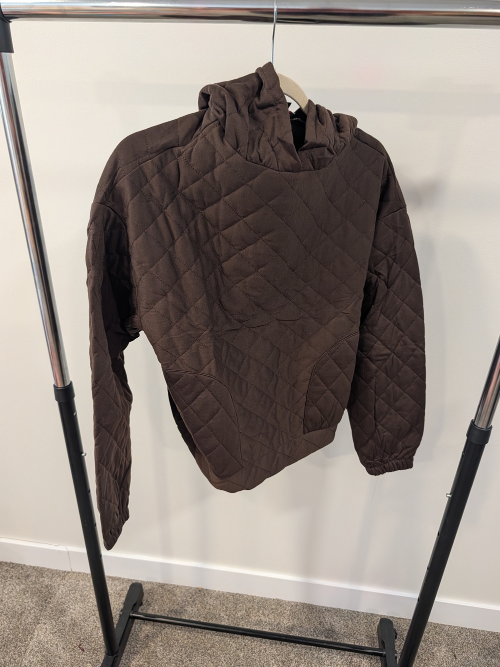 Love Quilted Hoodie Sweat Shirt In Brown
